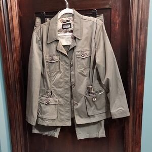 Olive Green Utility Jacket and Pants Set